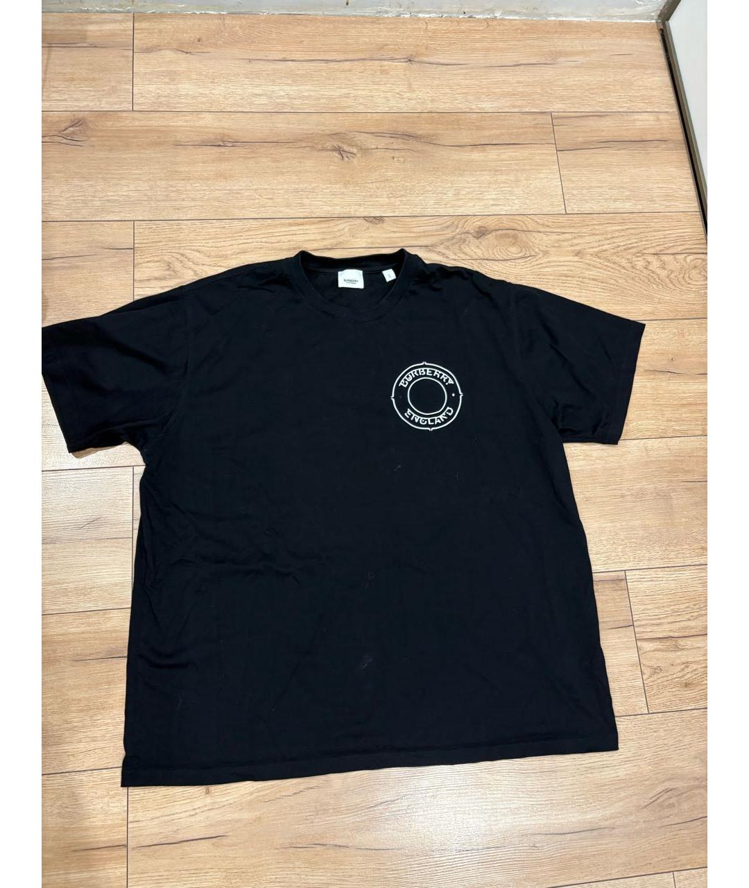 BURBERRY Черная хлопковая футболка, фото 4