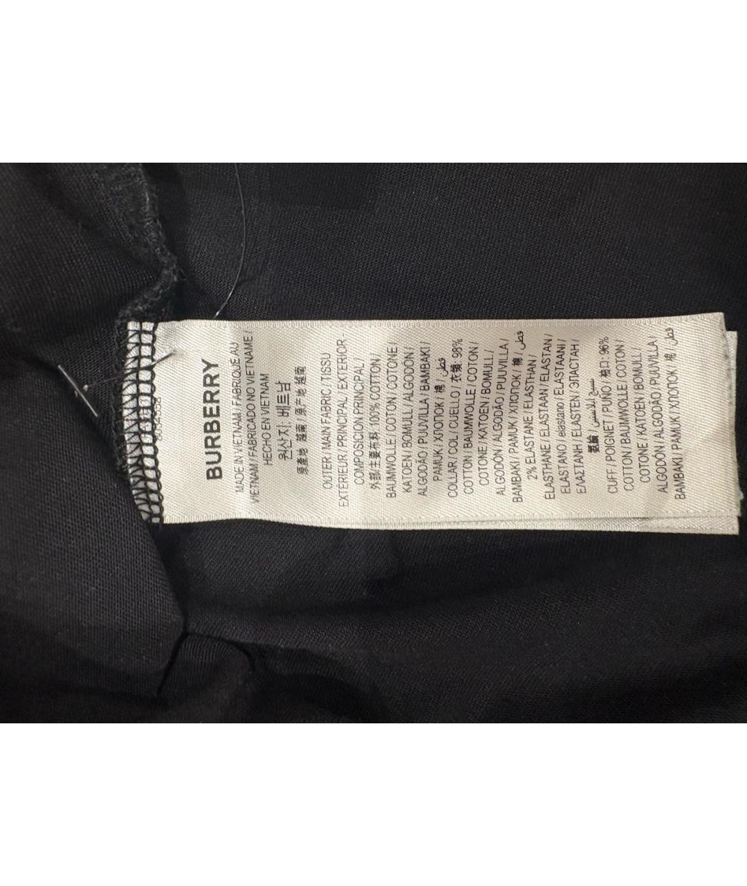 BURBERRY Черная хлопковая футболка, фото 3