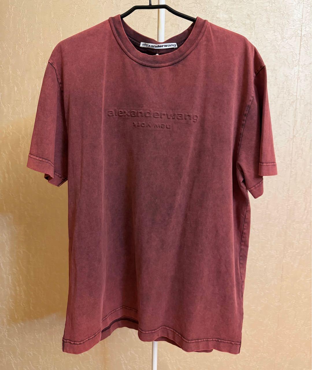ALEXANDER WANG Бордовая хлопковая футболка, фото 4