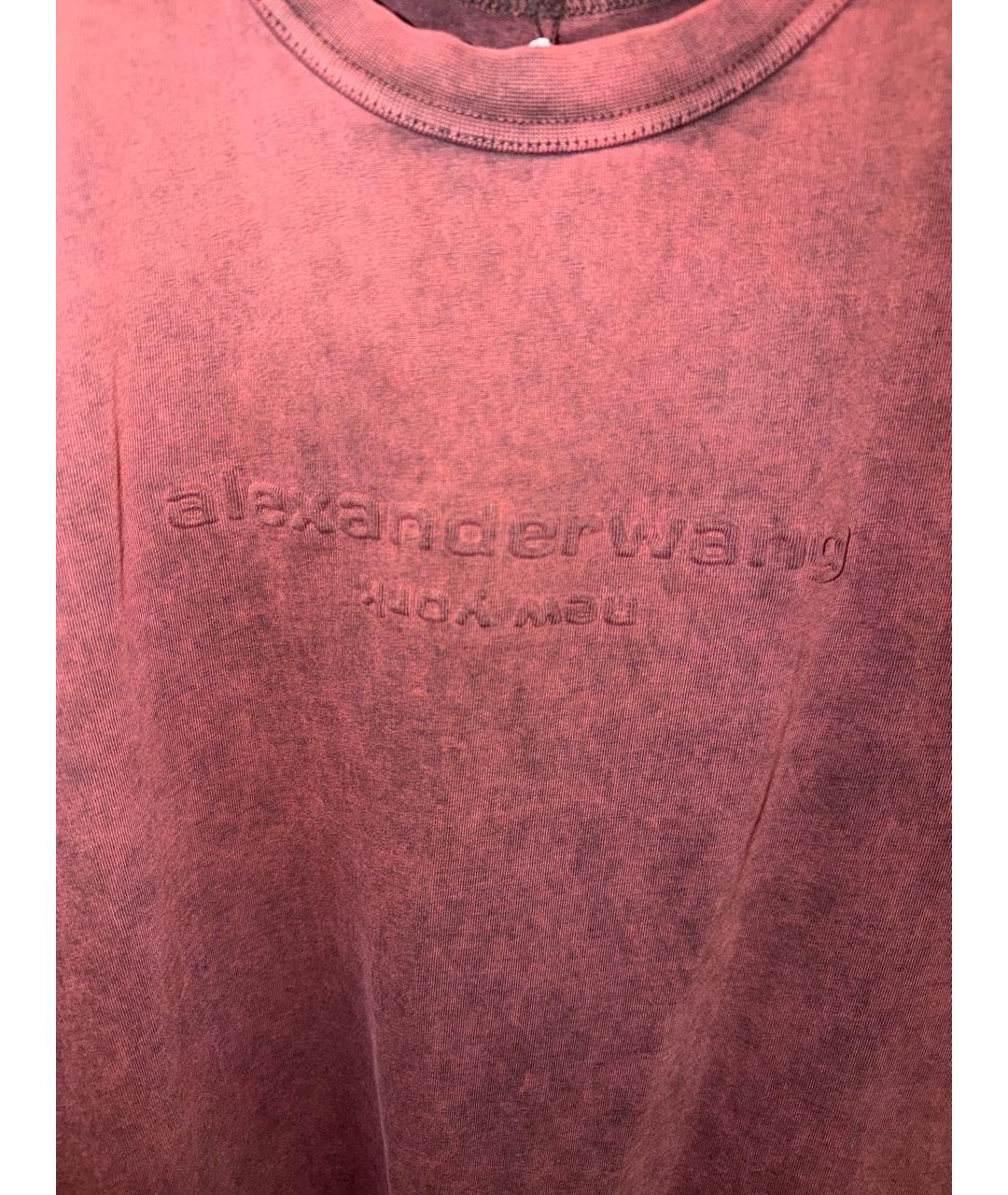 ALEXANDER WANG Бордовая хлопковая футболка, фото 3