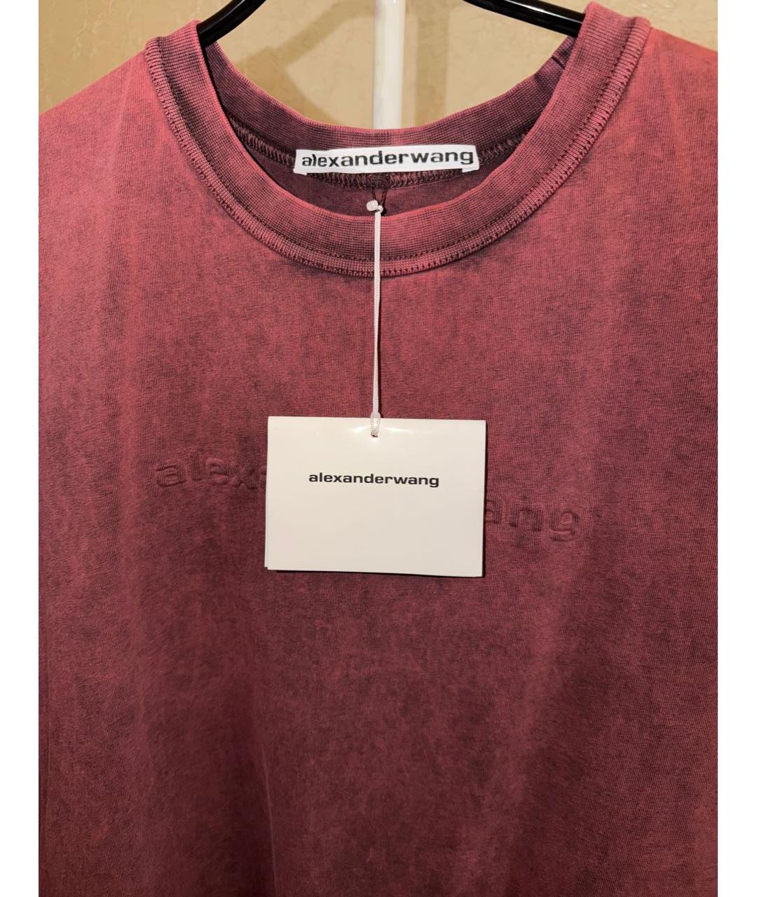 ALEXANDER WANG Бордовая хлопковая футболка, фото 2