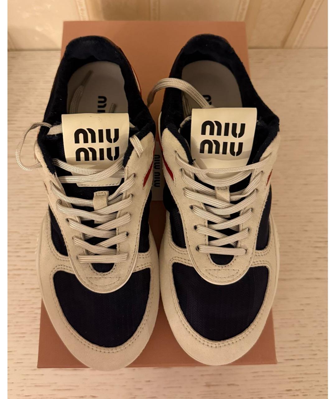 MIU MIU Темно-синие текстильные кеды, фото 3