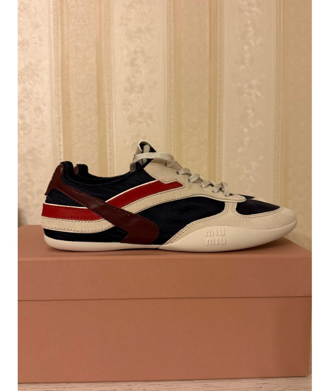 MIU MIU Темно-синие текстильные кеды, фото 5