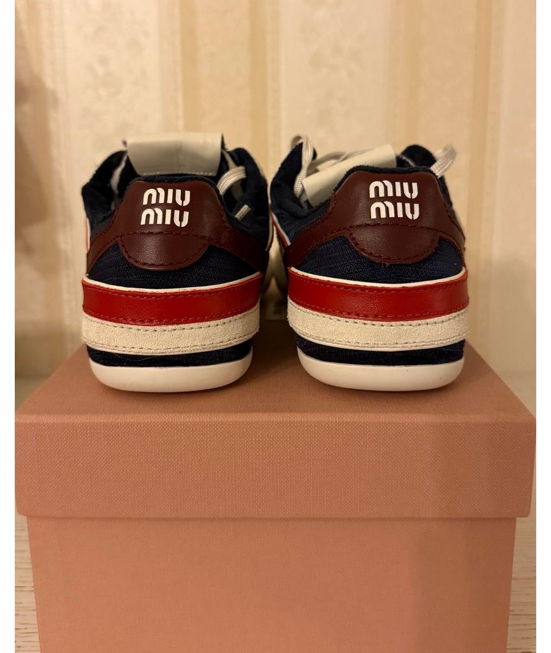 MIU MIU Темно-синие текстильные кеды, фото 4