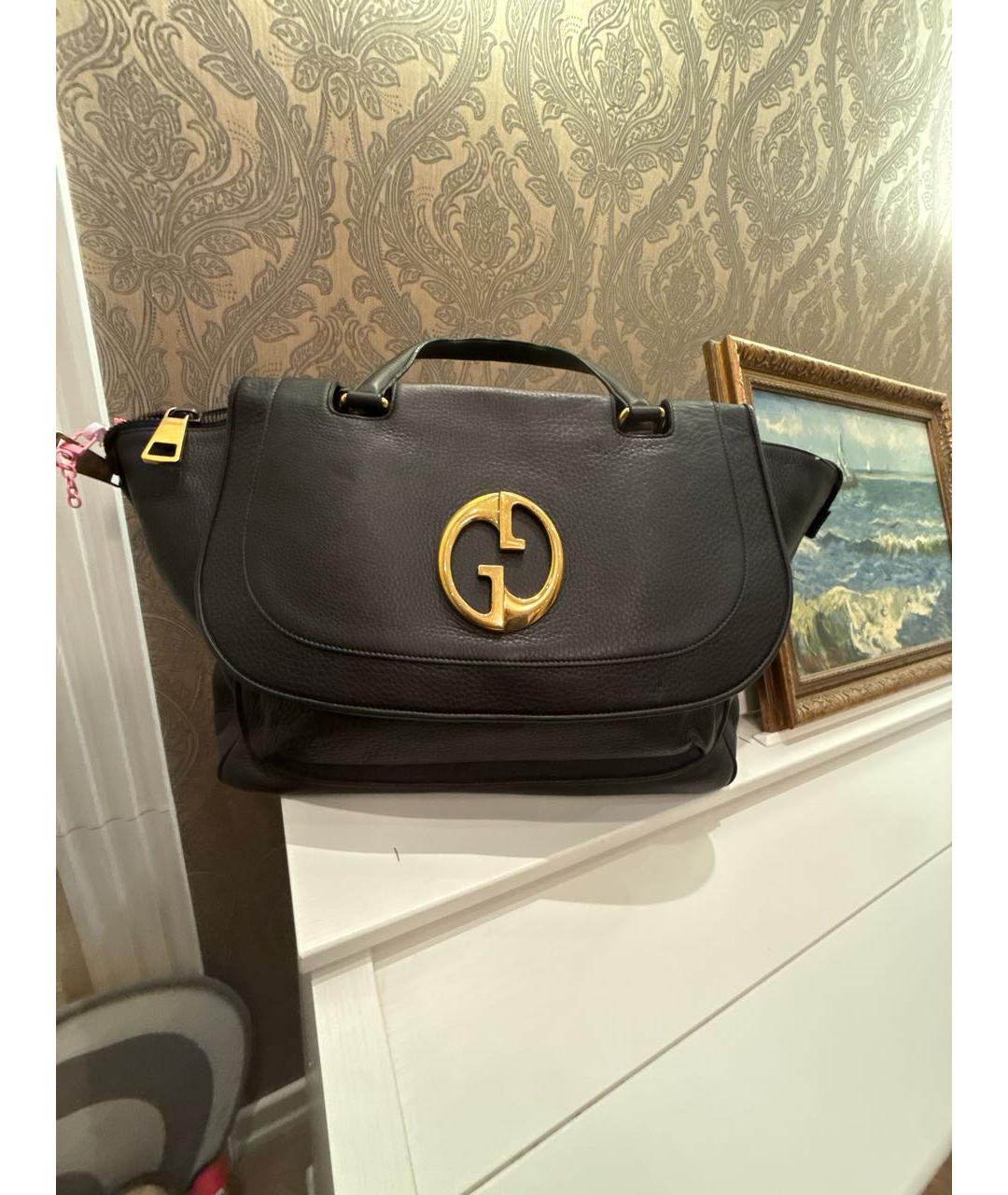 GUCCI Черная кожаная сумка с короткими ручками, фото 6