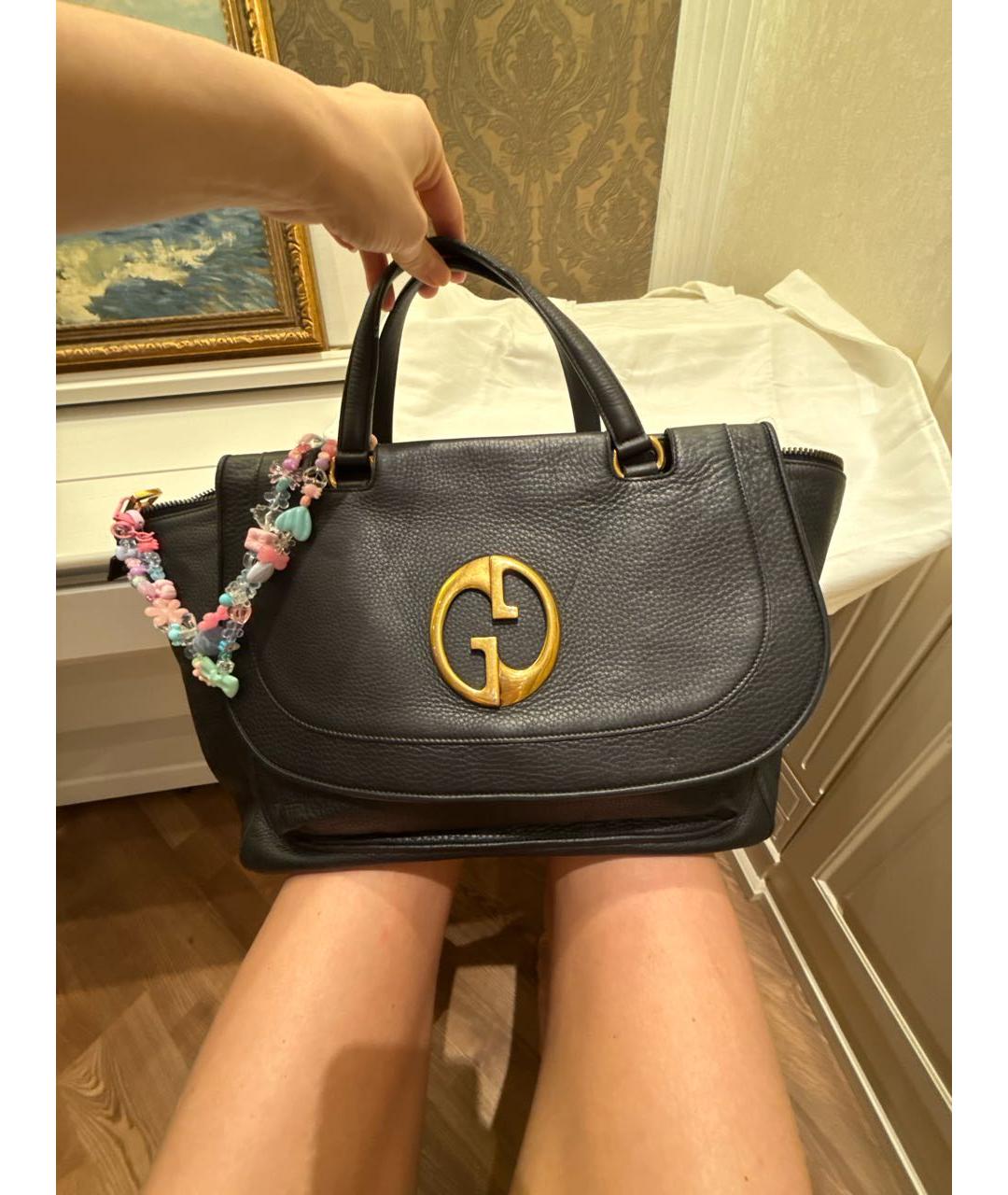 GUCCI Черная кожаная сумка с короткими ручками, фото 2