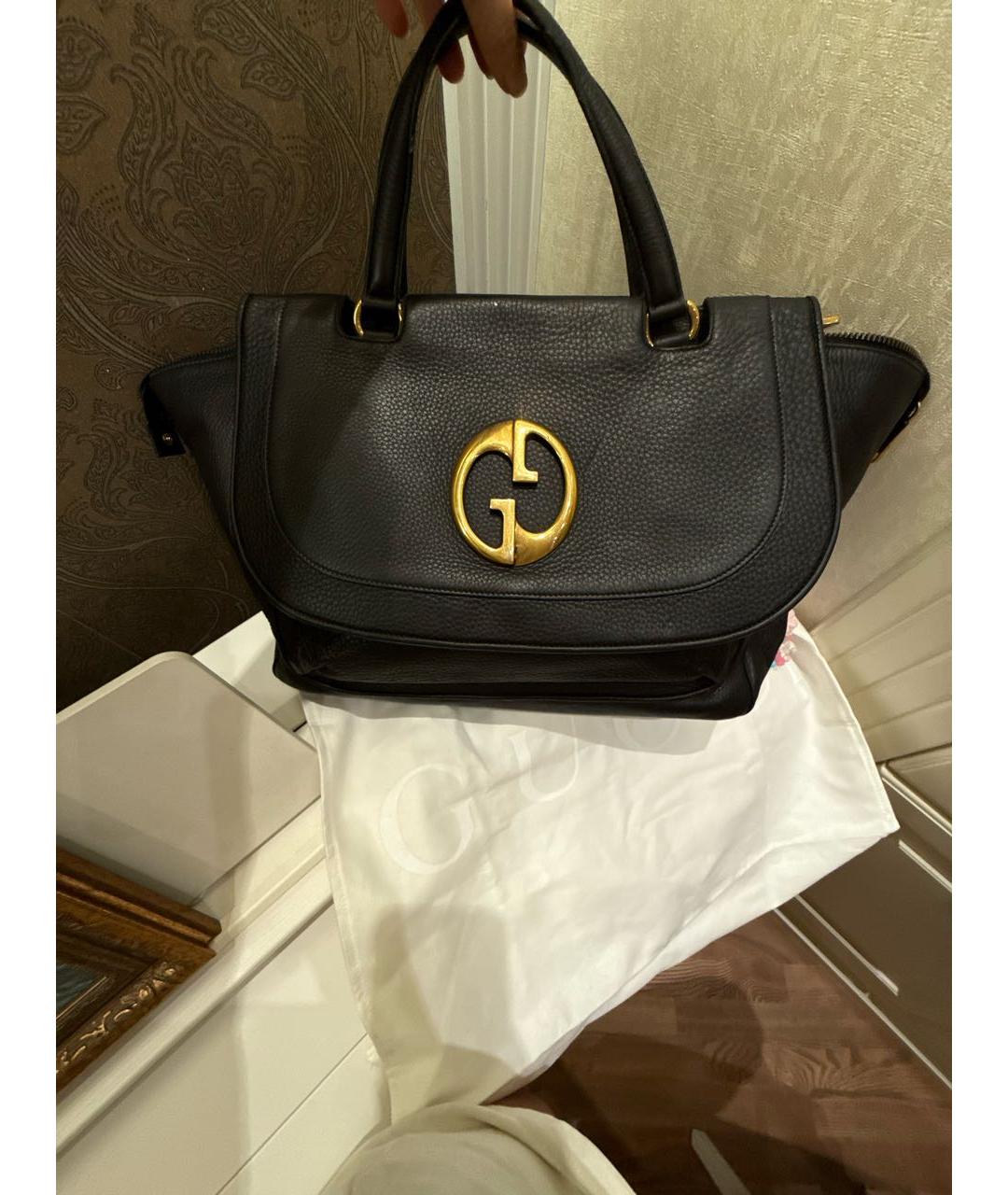 GUCCI Черная кожаная сумка с короткими ручками, фото 4