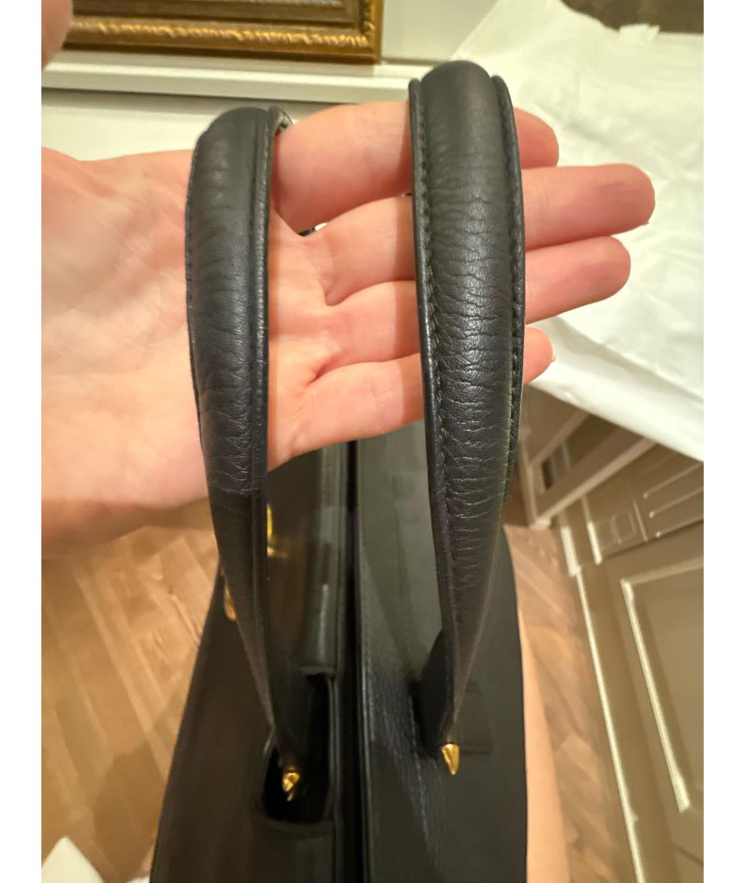 GUCCI Черная кожаная сумка с короткими ручками, фото 3