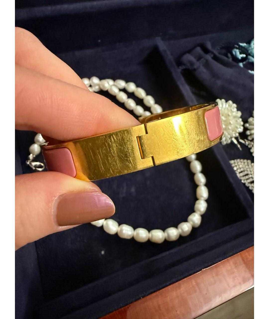 HERMES Розовый металлический браслет, фото 4