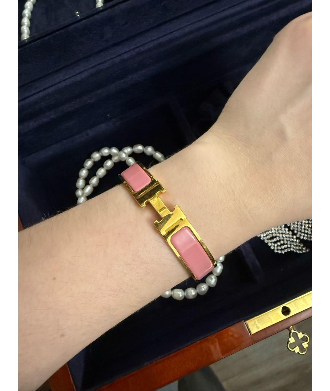 HERMES Розовый металлический браслет, фото 5