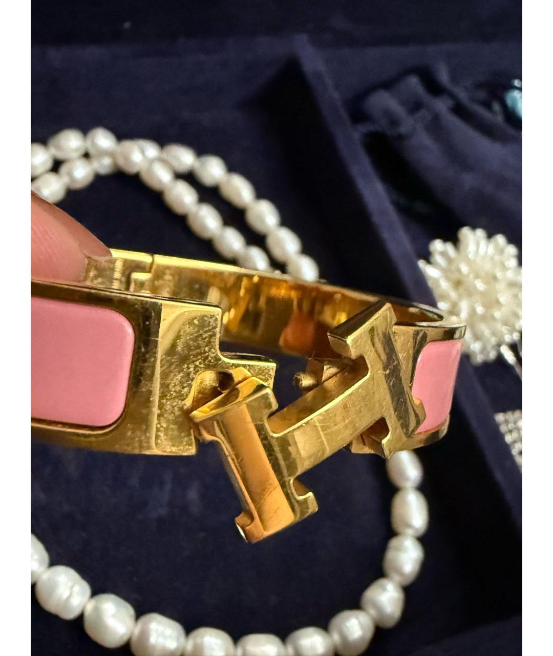 HERMES Розовый металлический браслет, фото 3