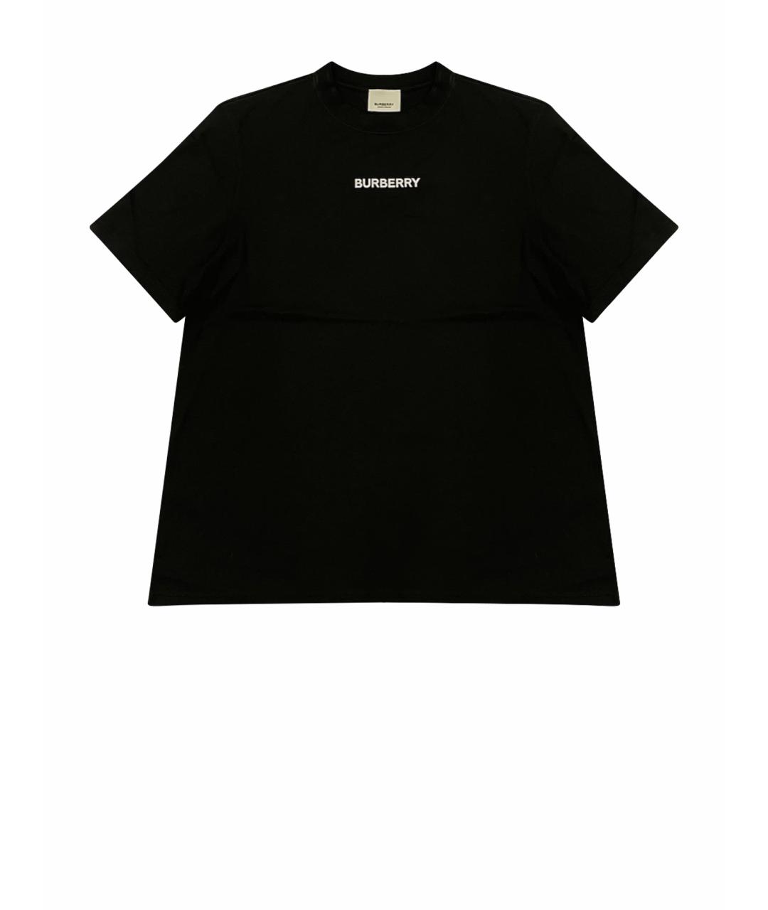 BURBERRY Черная хлопко-эластановая футболка, фото 1