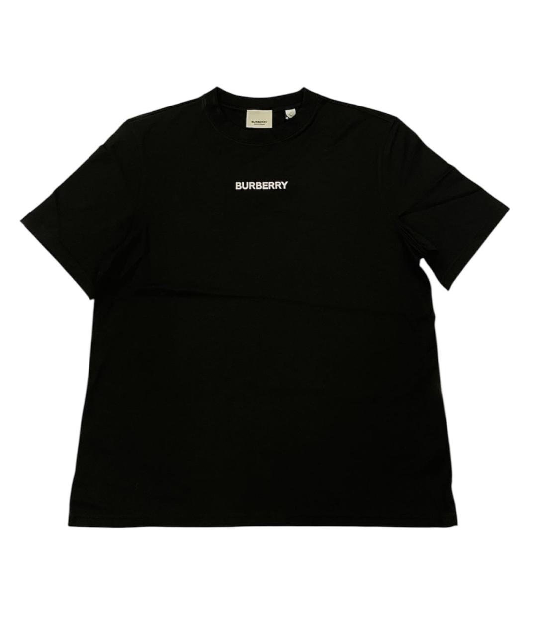 BURBERRY Черная хлопко-эластановая футболка, фото 7