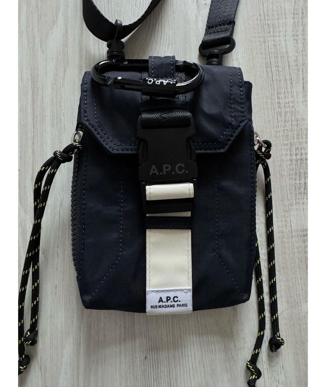 A.P.C. Темно-синяя тканевая сумка на плечо, фото 5