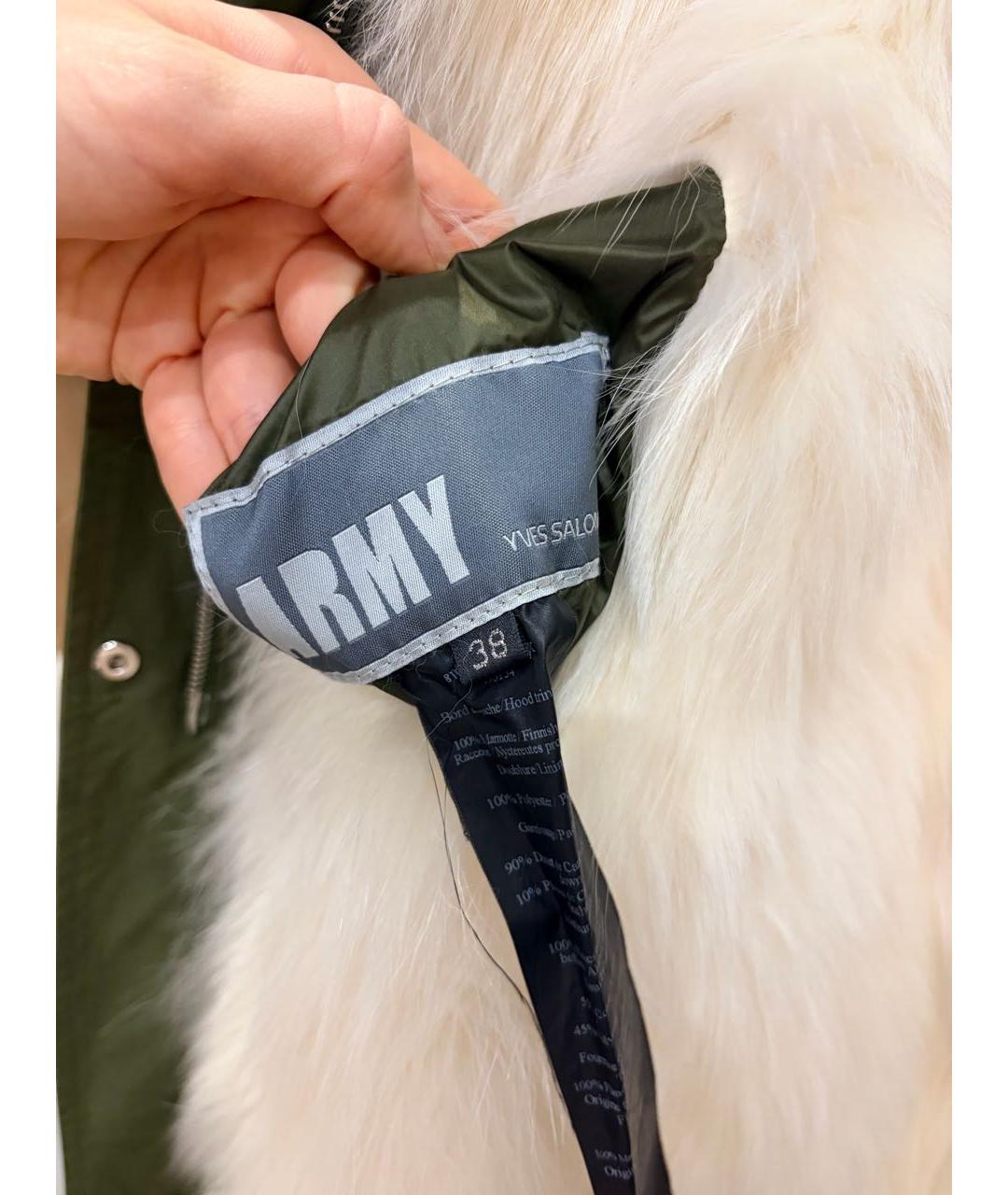 YVES SALOMON Зеленая меховая парка, фото 3