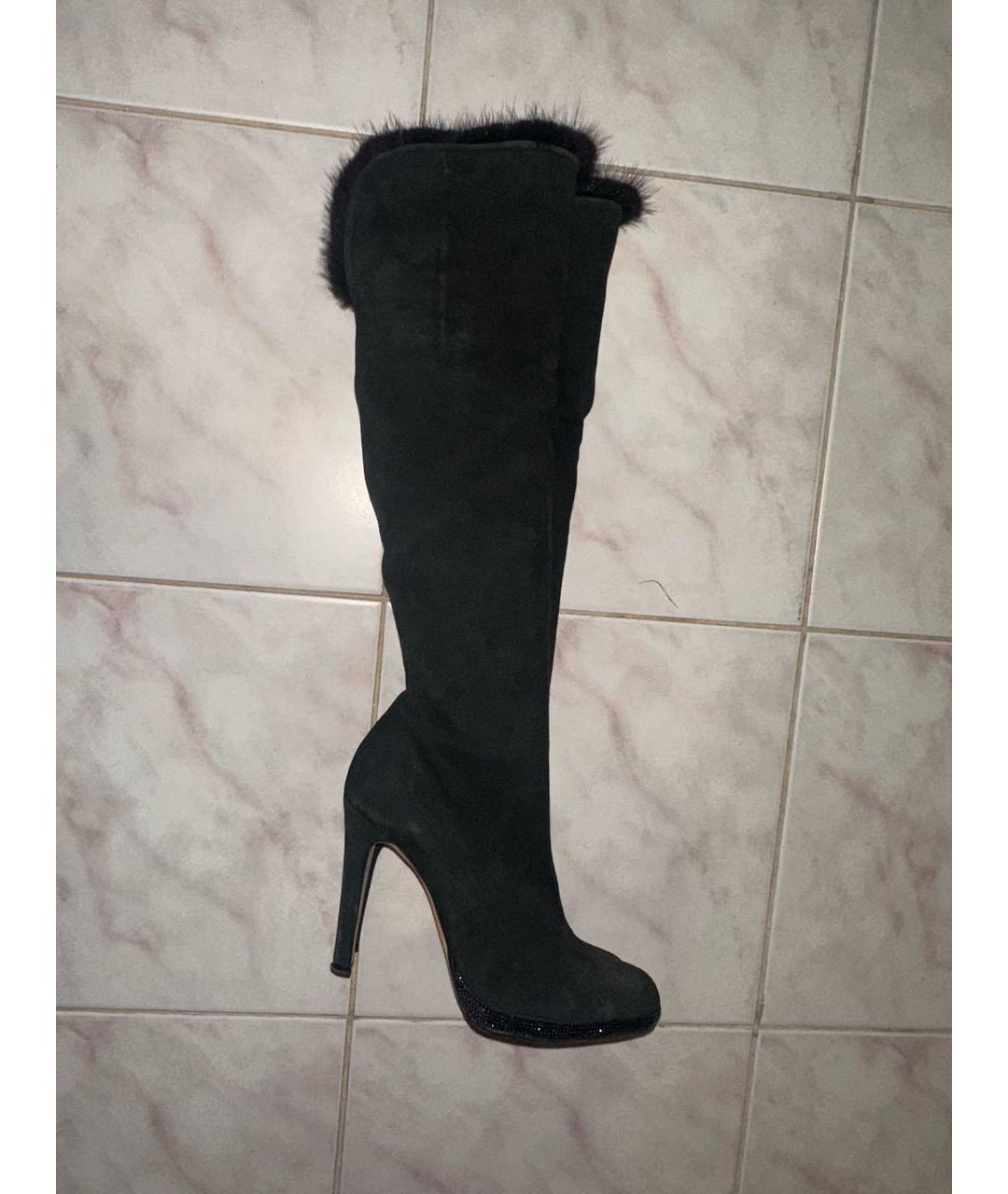 RENE CAOVILLA Черные замшевые сапоги, фото 8