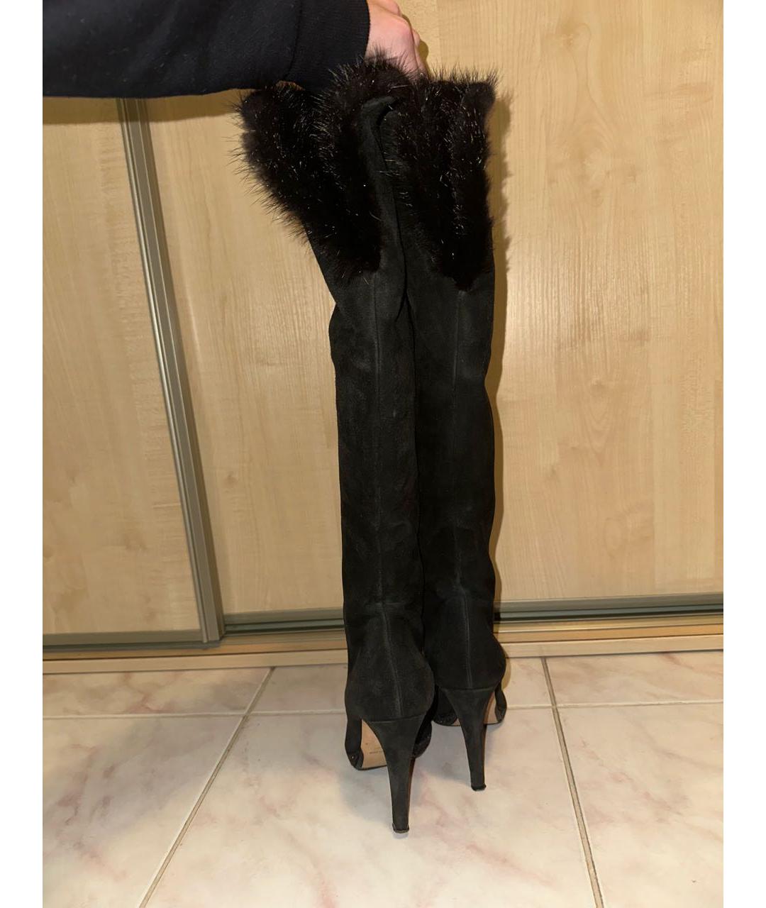 RENE CAOVILLA Черные замшевые сапоги, фото 4