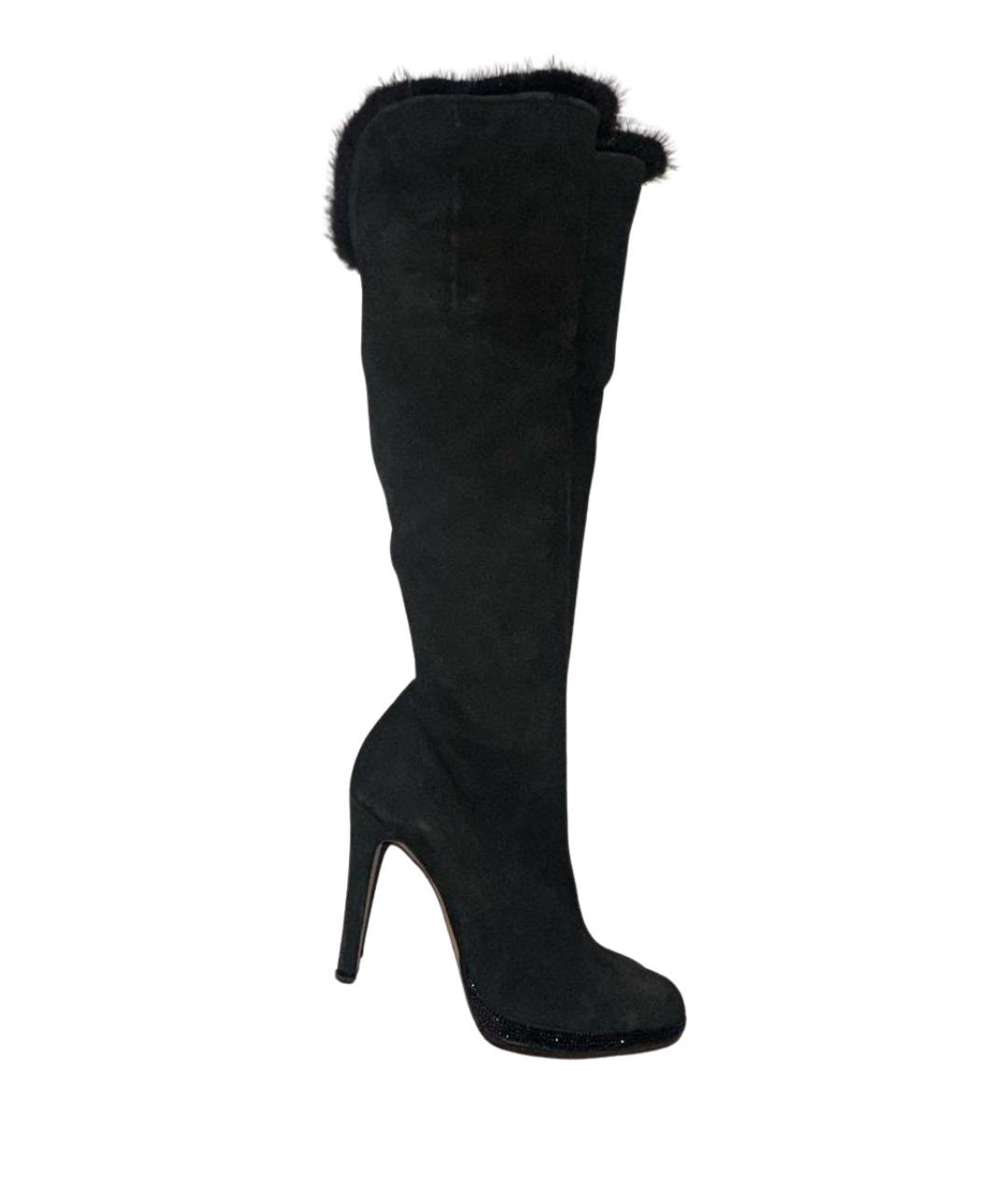 RENE CAOVILLA Черные замшевые сапоги, фото 1