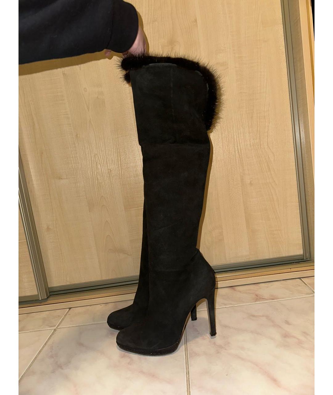 RENE CAOVILLA Черные замшевые сапоги, фото 7