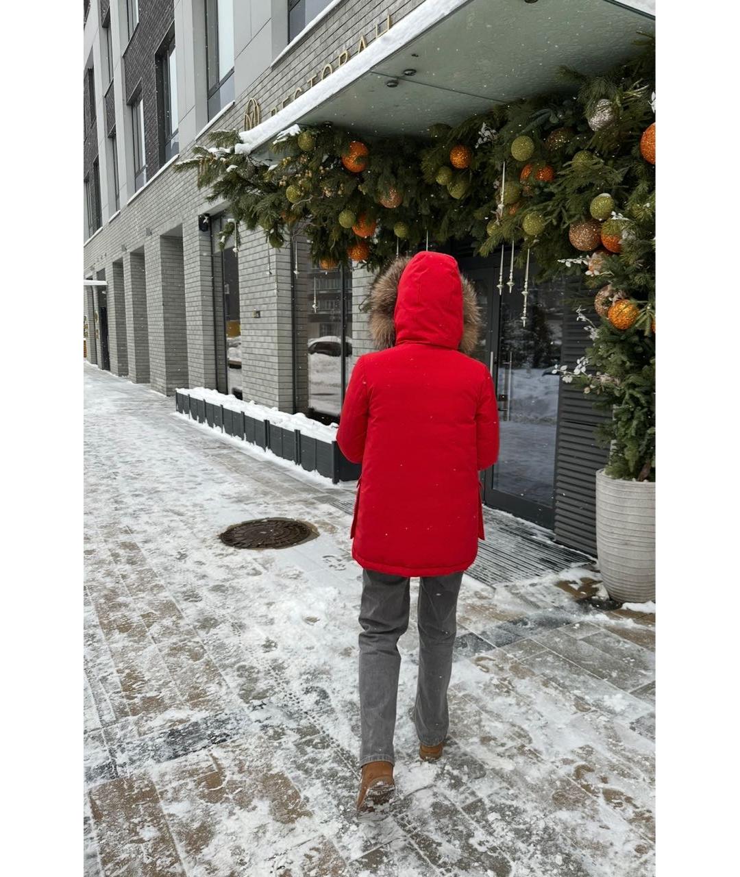 MONCLER Красный хлопковый пуховик, фото 2