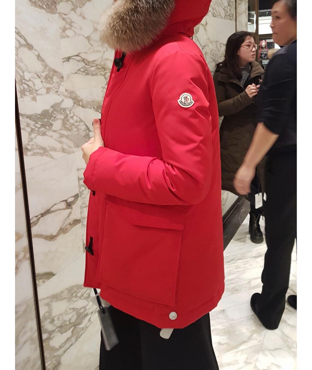 MONCLER Красный хлопковый пуховик, фото 4