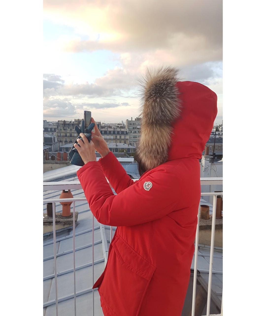 MONCLER Красный хлопковый пуховик, фото 3