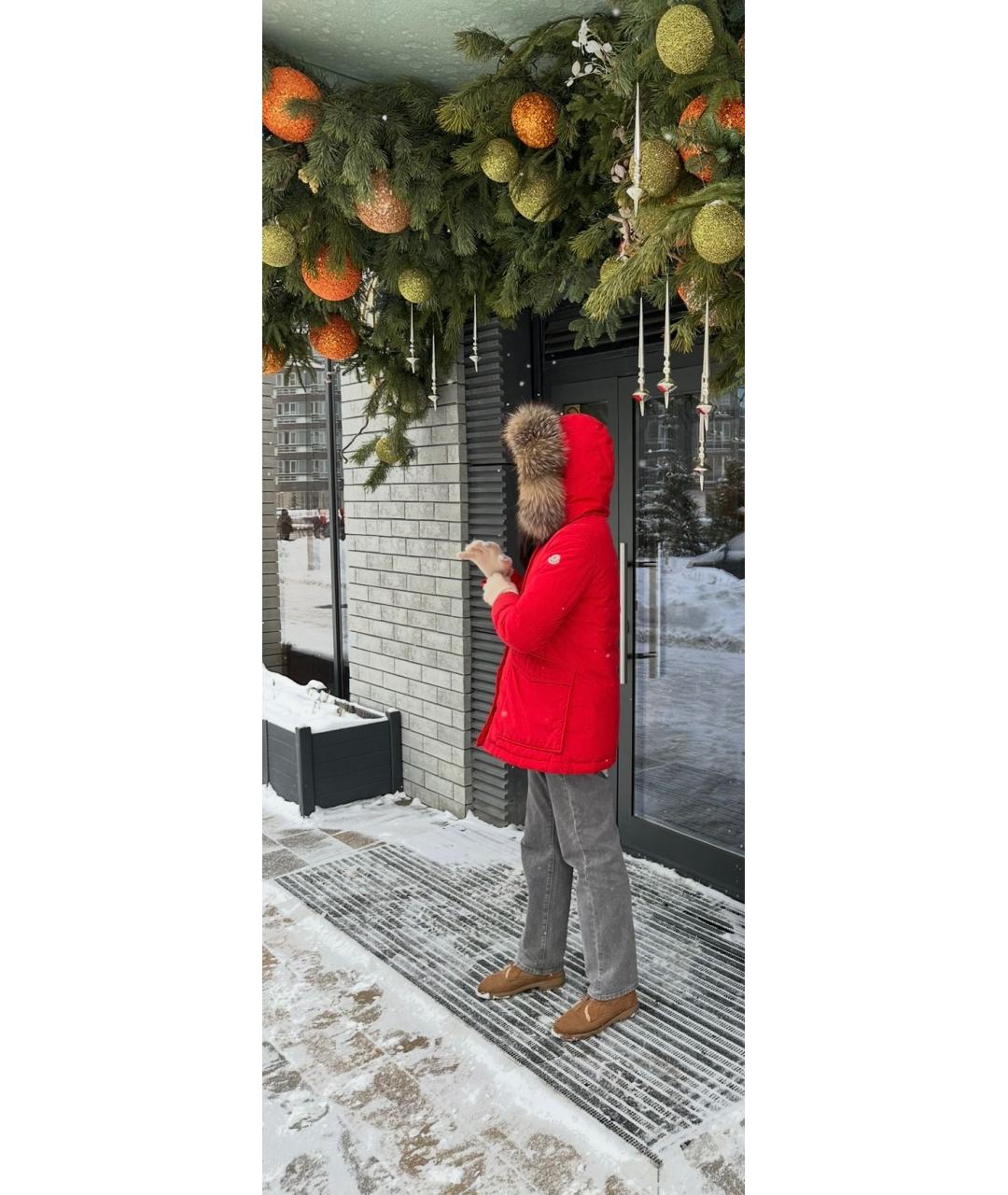 MONCLER Красный хлопковый пуховик, фото 5