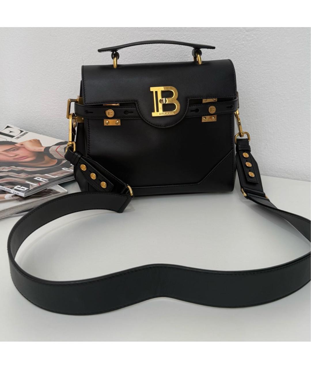 BALMAIN Черная кожаная сумка с короткими ручками, фото 2