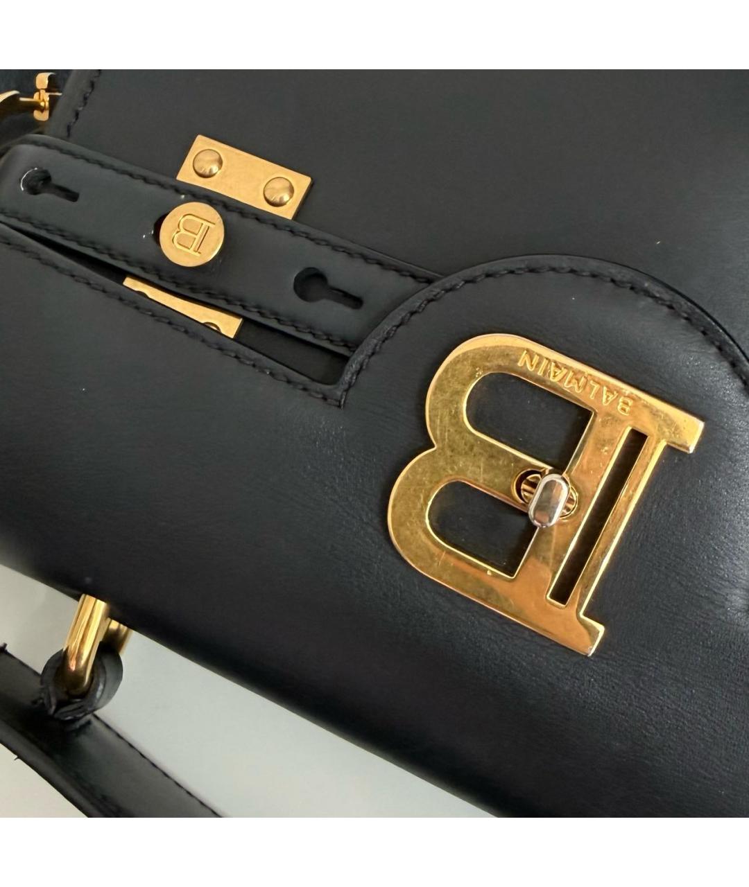 BALMAIN Черная кожаная сумка с короткими ручками, фото 5