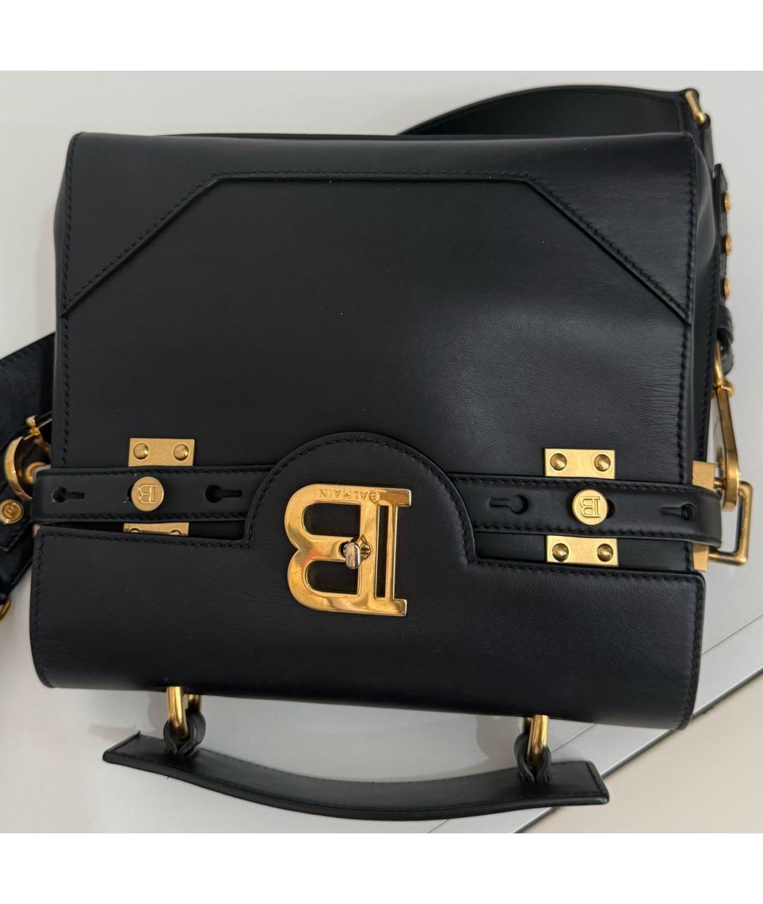 BALMAIN Черная кожаная сумка с короткими ручками, фото 4