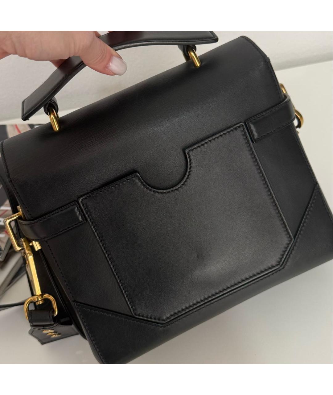 BALMAIN Черная кожаная сумка с короткими ручками, фото 3