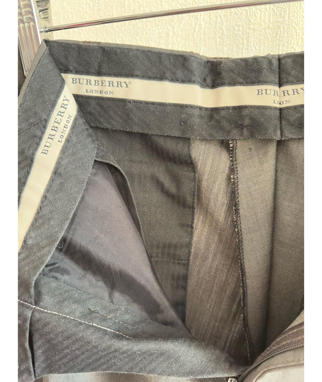 BURBERRY Коричневые шерстяные классические брюки, фото 5