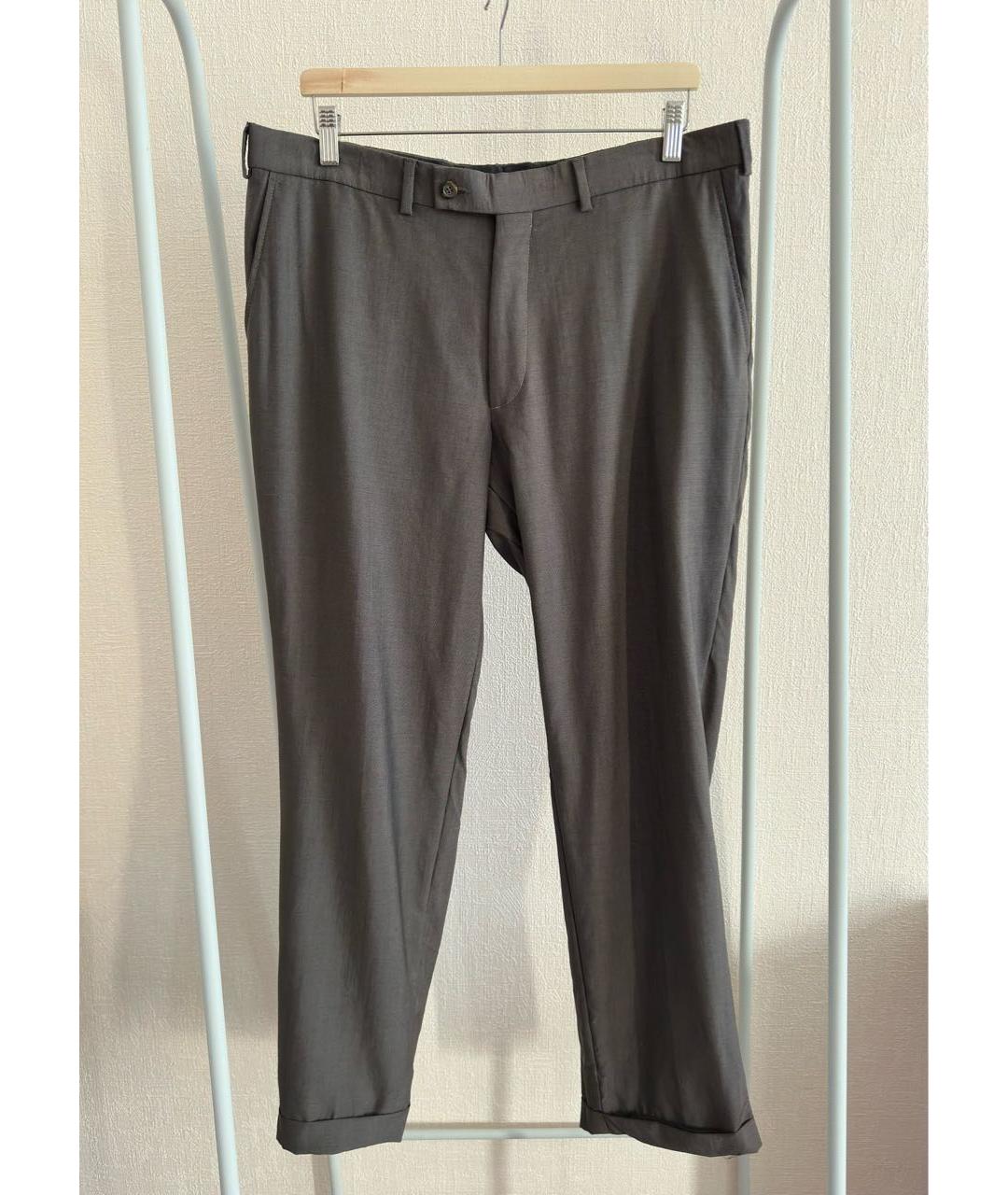 BURBERRY Коричневые шерстяные классические брюки, фото 8