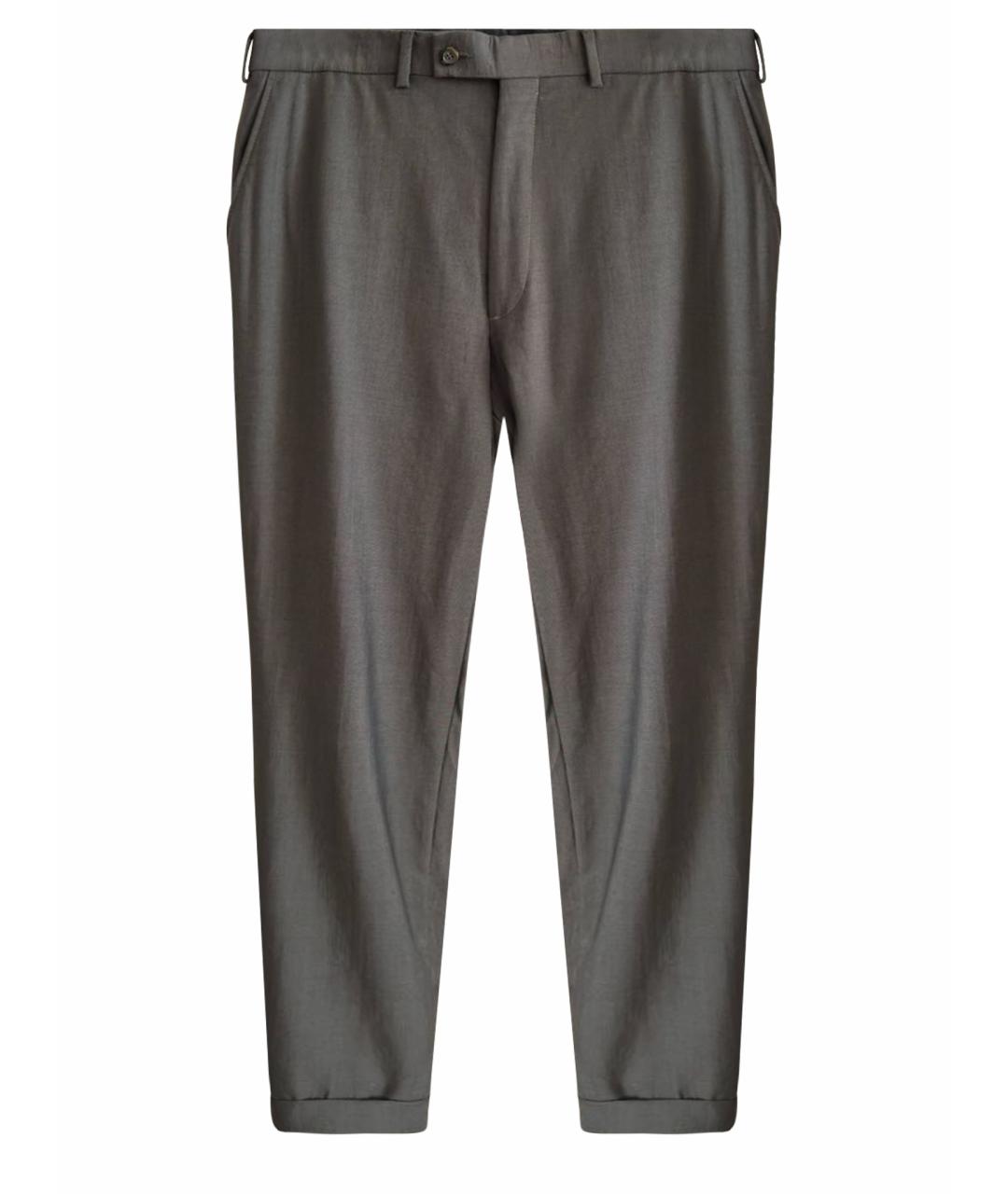 BURBERRY Коричневые шерстяные классические брюки, фото 1