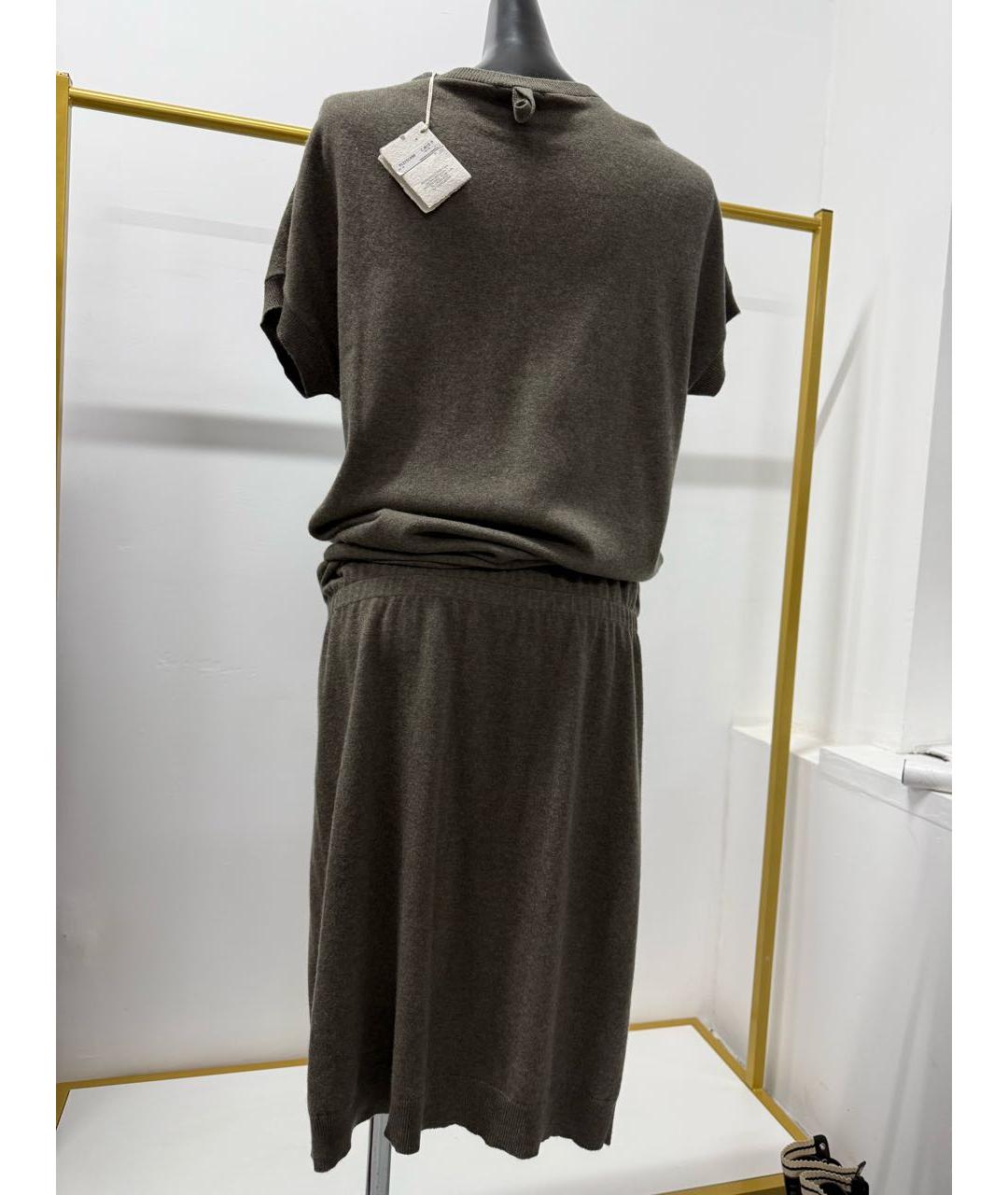 120% LINO Коричневое кашемировое повседневное платье, фото 2