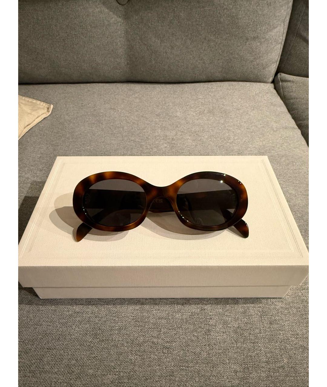 CELINE Коричневые пластиковые солнцезащитные очки, фото 5