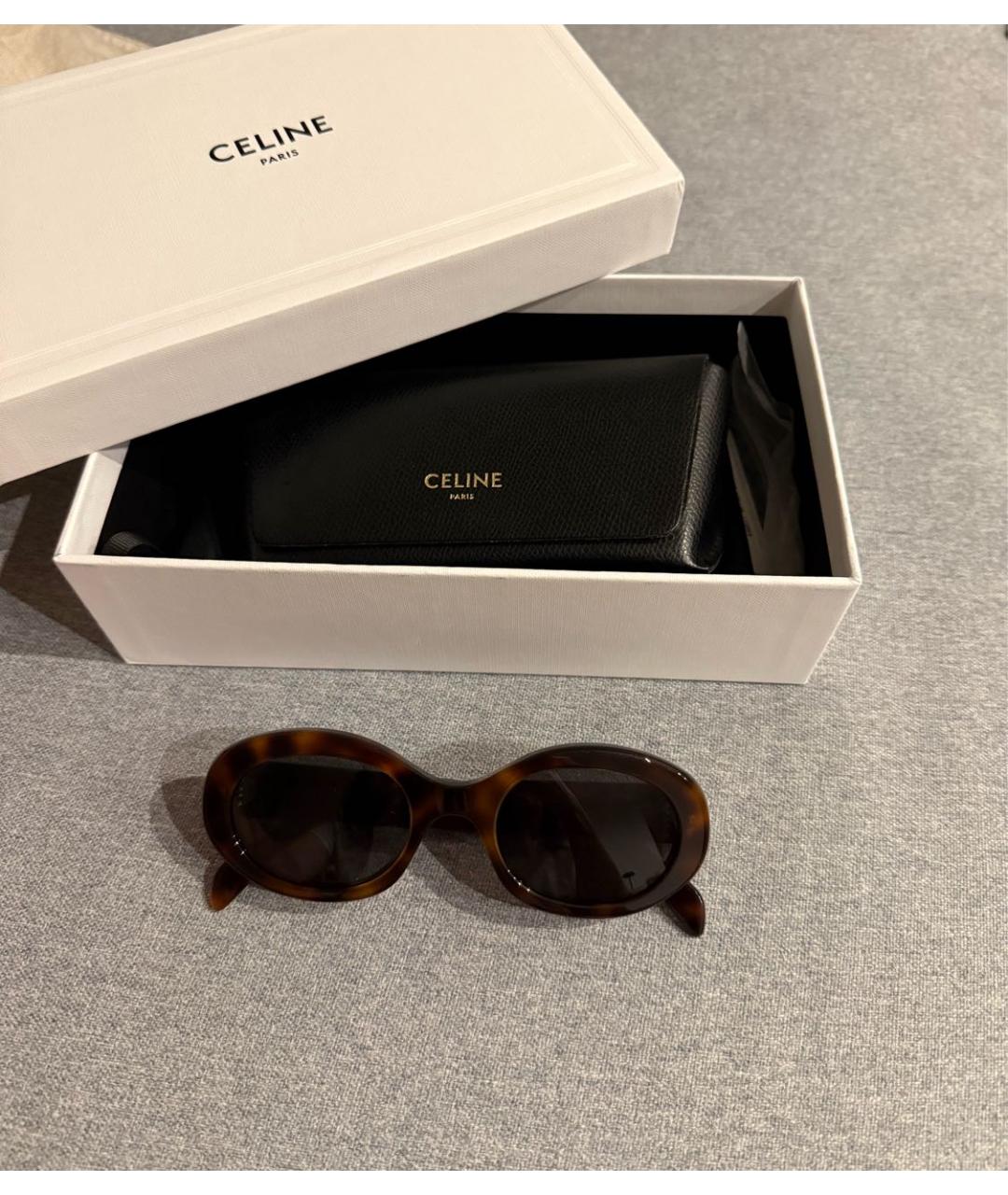 CELINE Коричневые пластиковые солнцезащитные очки, фото 4