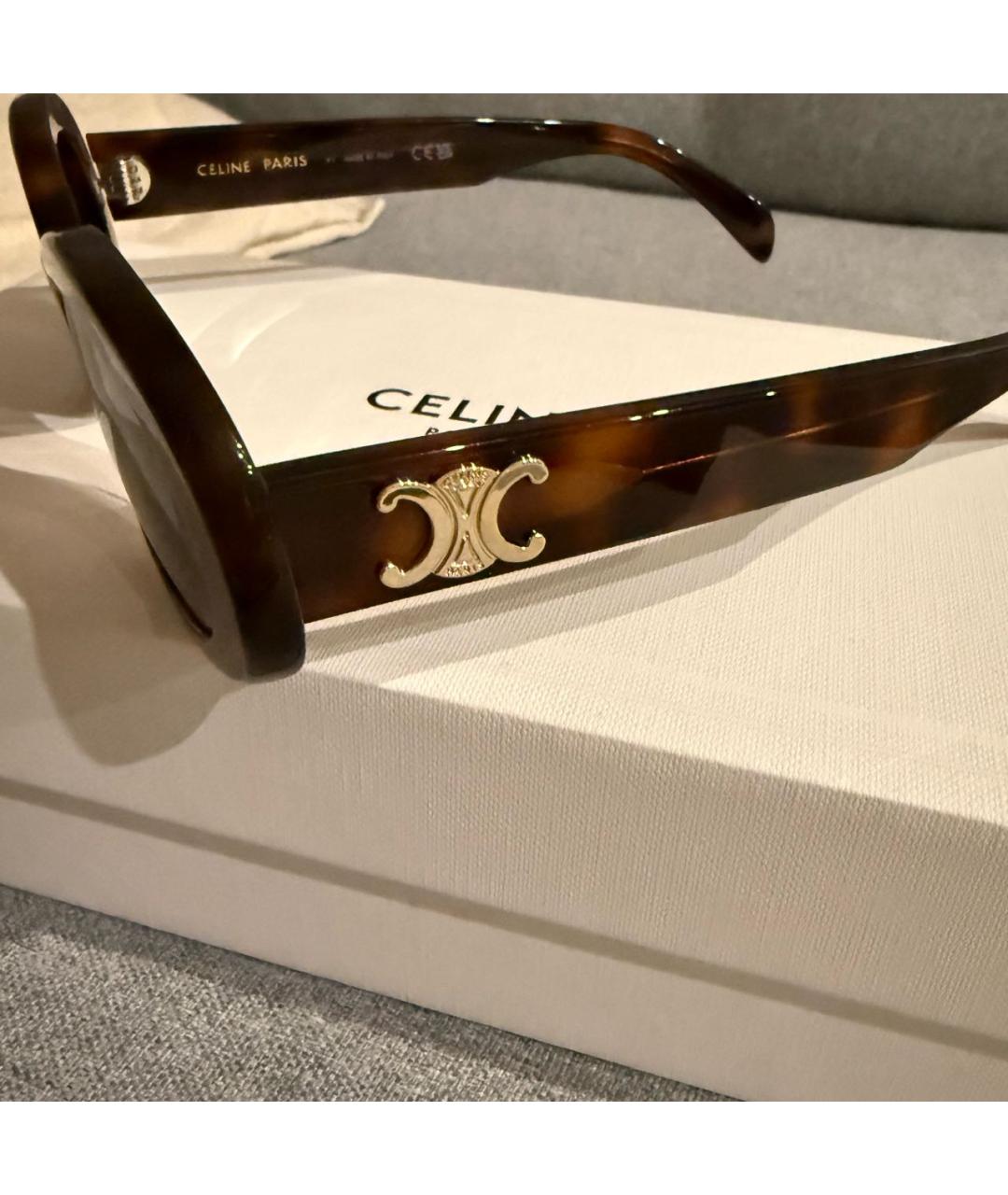 CELINE Коричневые пластиковые солнцезащитные очки, фото 3