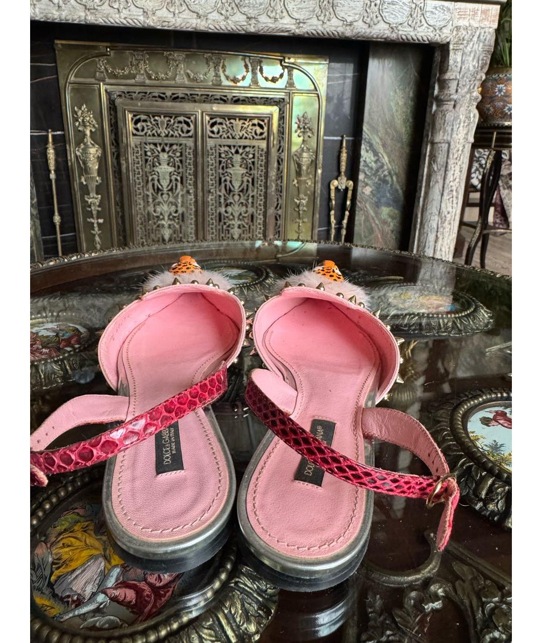 DOLCE&GABBANA Серебряные кожаные мюли, фото 4