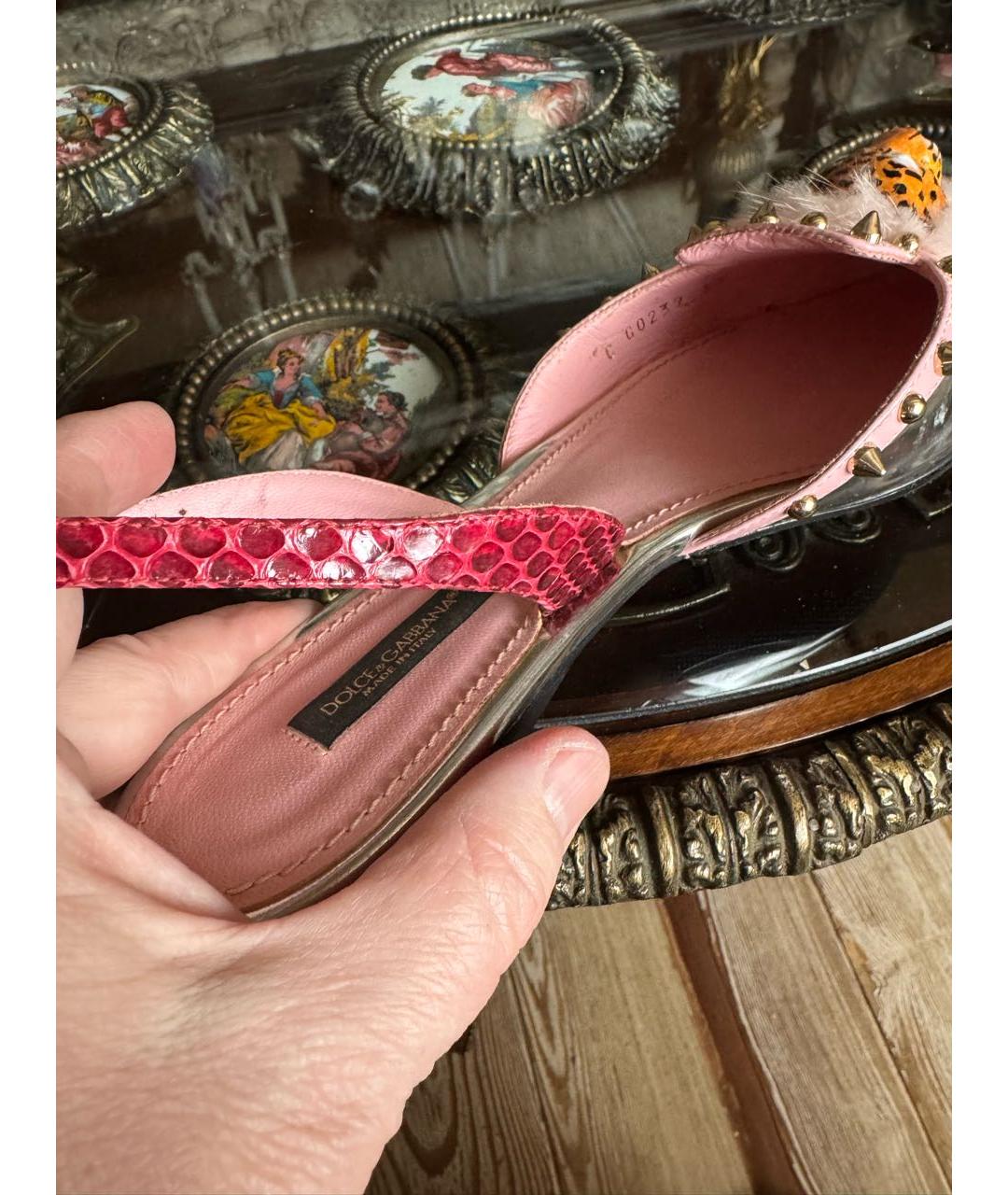 DOLCE&GABBANA Серебряные кожаные мюли, фото 7