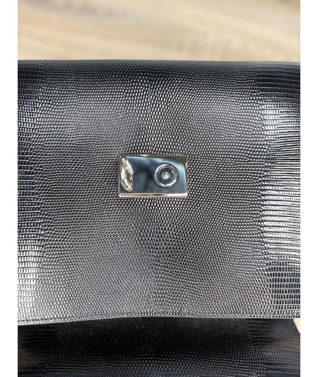DOLCE&GABBANA Черная кожаная сумка тоут, фото 8