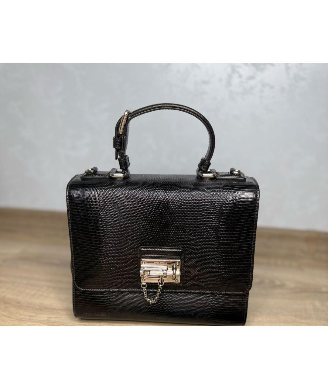 DOLCE&GABBANA Черная кожаная сумка тоут, фото 2