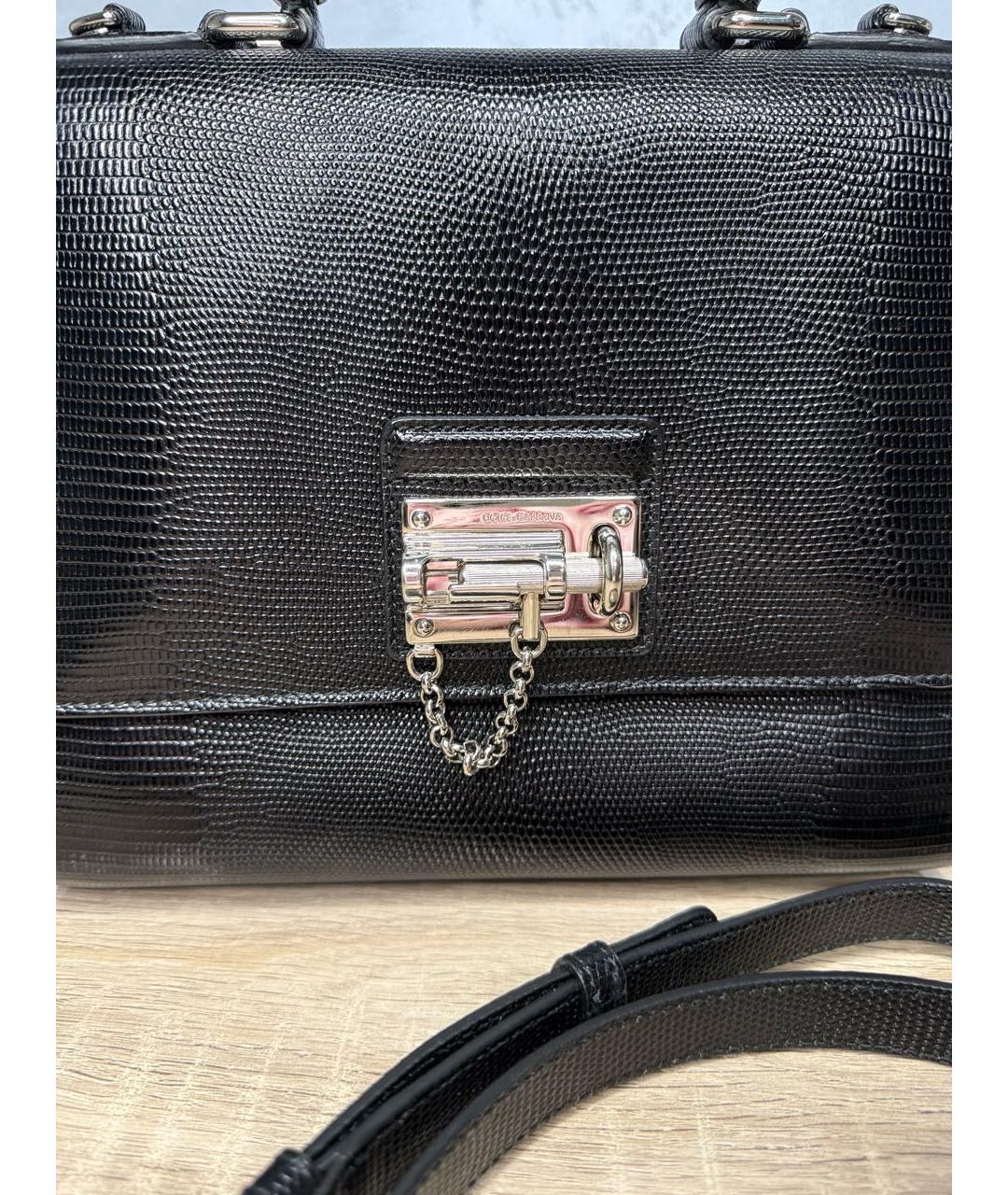 DOLCE&GABBANA Черная кожаная сумка тоут, фото 4