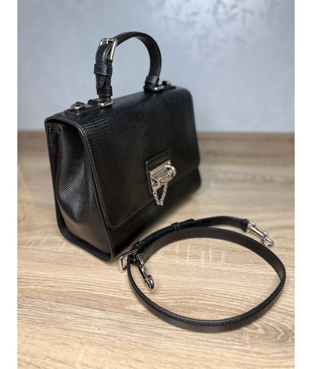DOLCE&GABBANA Черная кожаная сумка тоут, фото 3