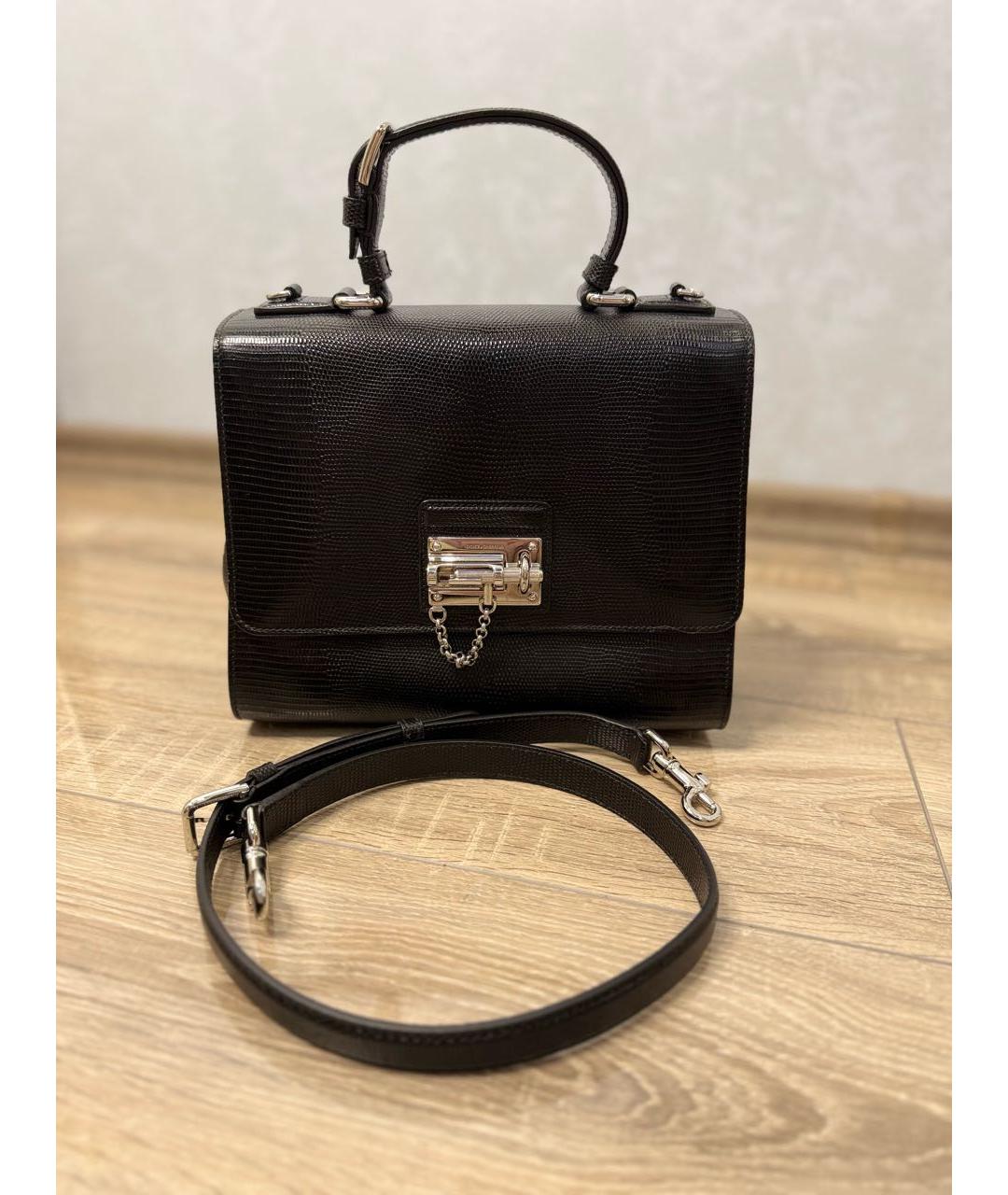 DOLCE&GABBANA Черная кожаная сумка тоут, фото 9