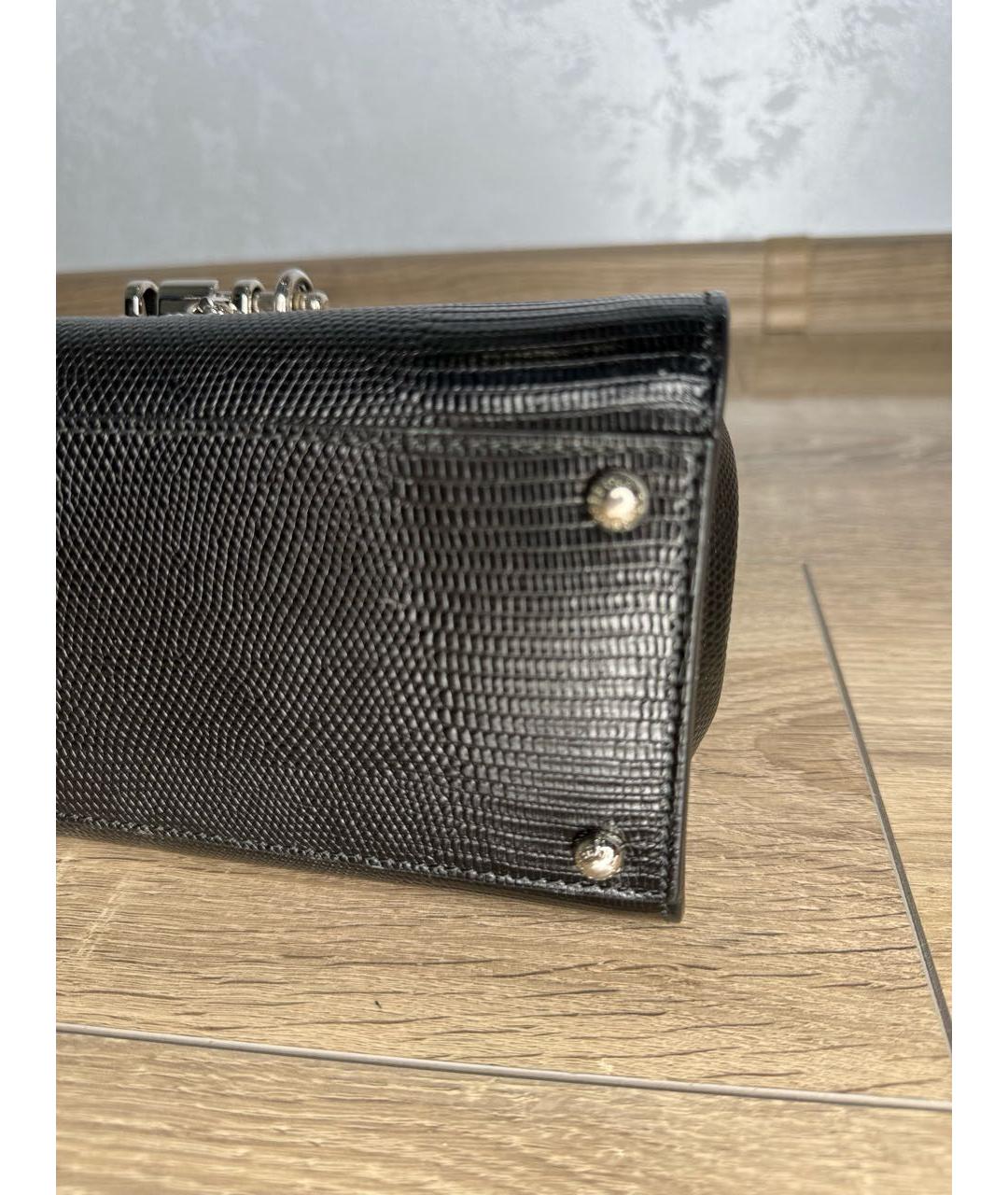 DOLCE&GABBANA Черная кожаная сумка тоут, фото 6