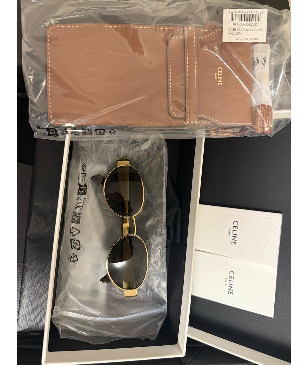 CELINE Золотые металлические солнцезащитные очки, фото 3