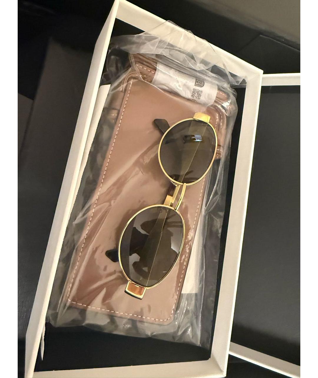 CELINE Золотые металлические солнцезащитные очки, фото 4