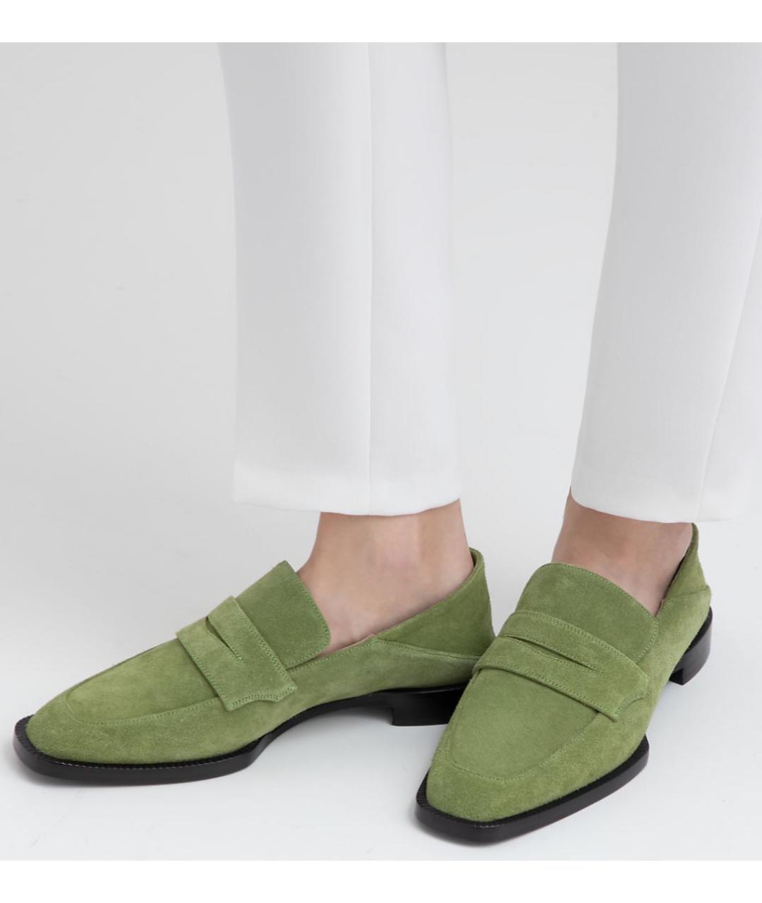 LORENA ANTONIAZZI Зеленые замшевые лоферы, фото 4