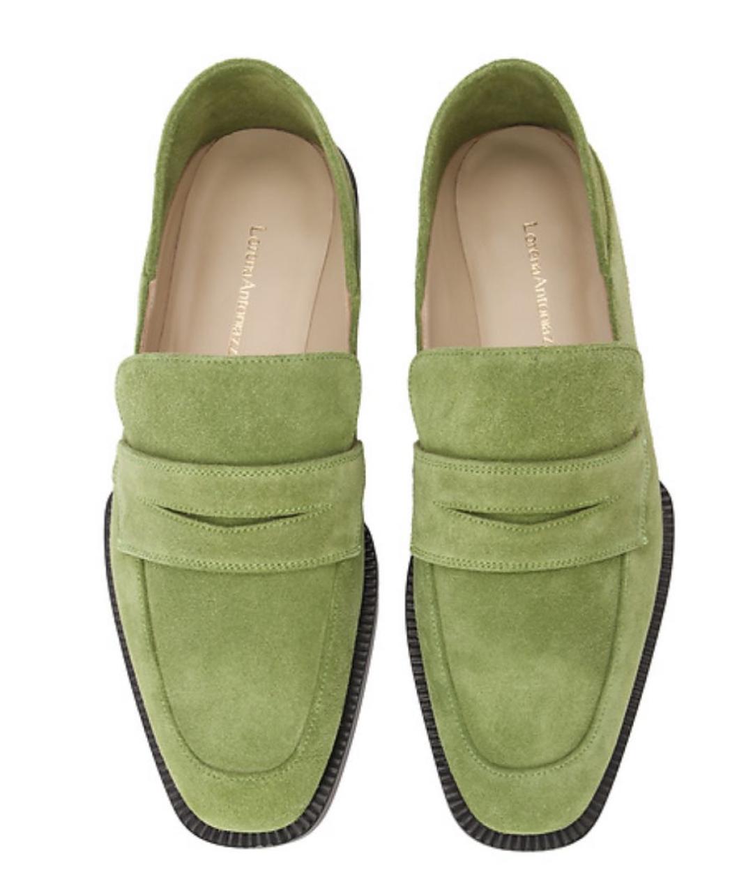 LORENA ANTONIAZZI Зеленые замшевые лоферы, фото 3